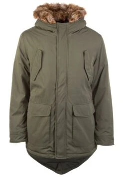 URBAN CLASSICS Fake Fur Hooded - Manteau D'Hiver - Darkolive