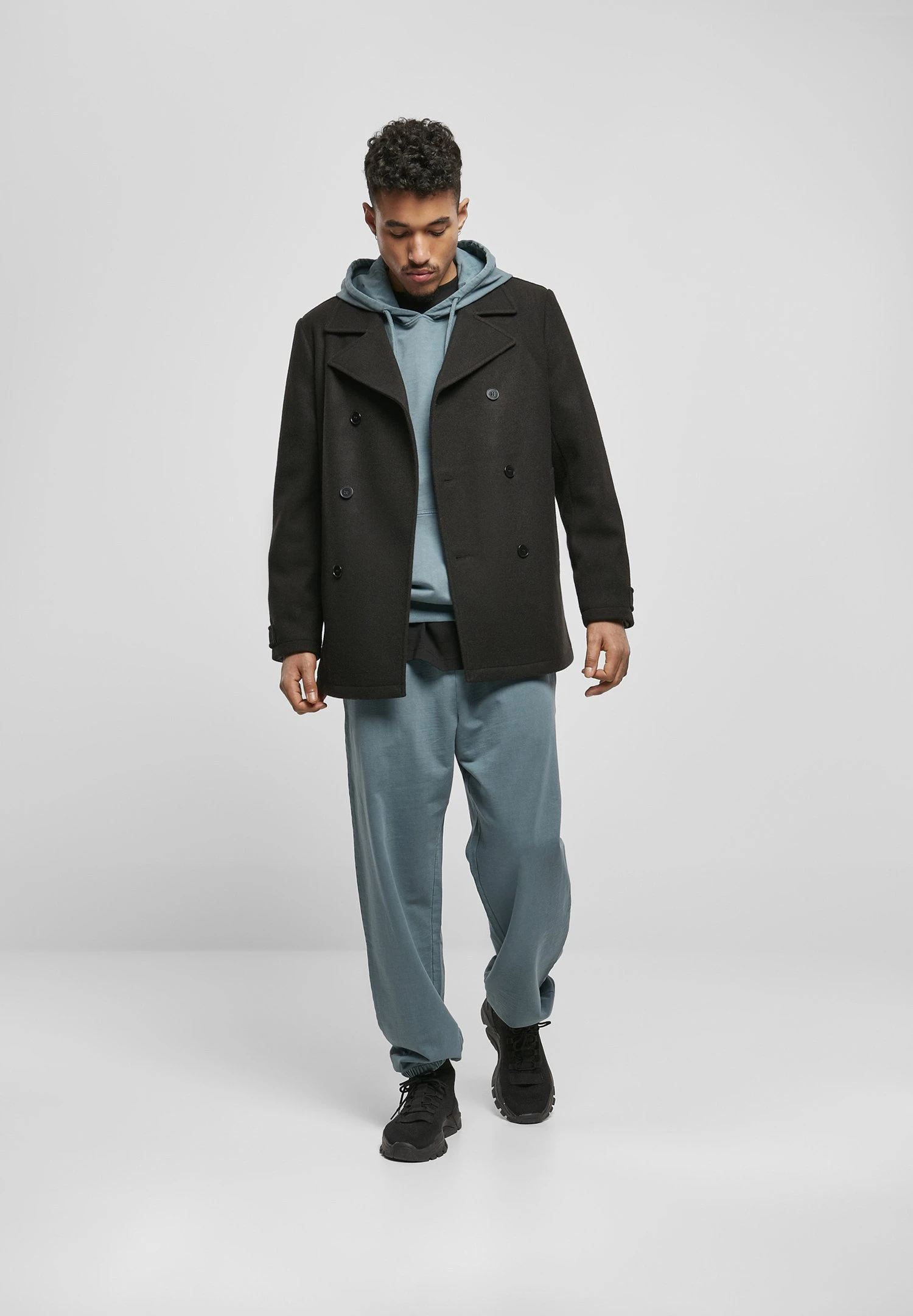 URBAN CLASSICS Classic Pea - Manteau Court - Black 2 URBAN CLASSICS Classic Pea - Manteau Court - Black – Image 2