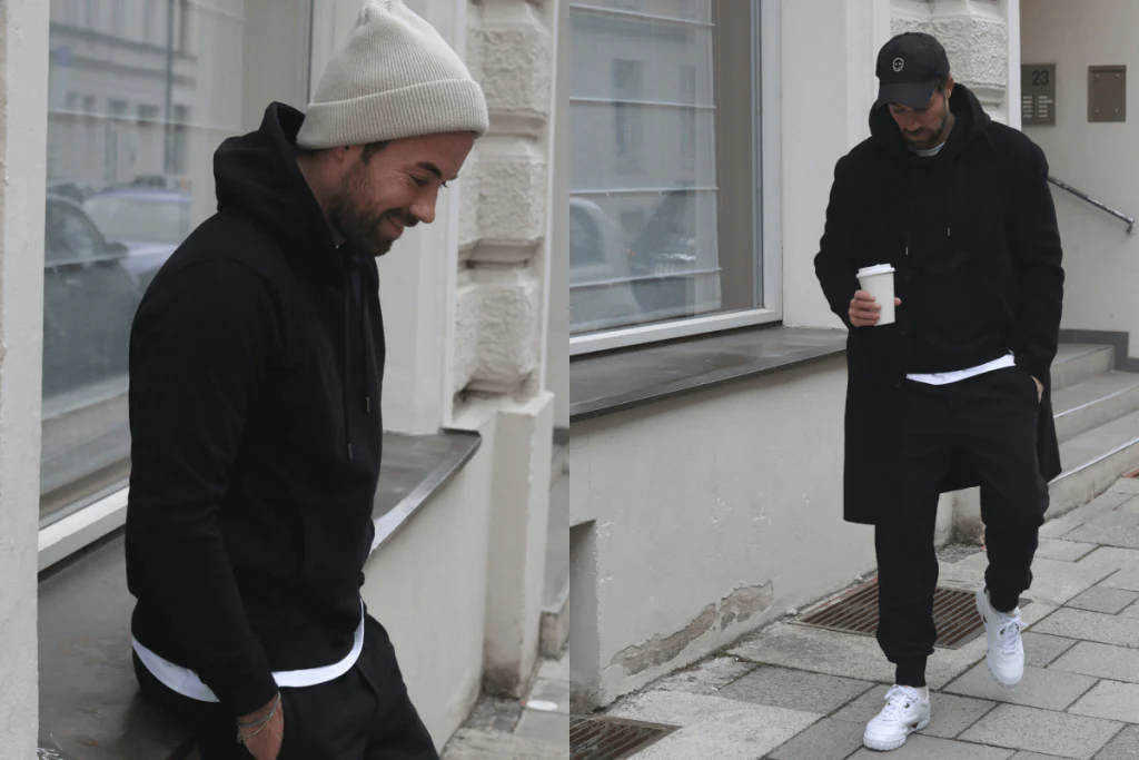 URBAN CLASSICS Soldes Boutique -URBAN CLASSICS Soldes Boutique SANVT blog Sweatpants and Hoodie outfit 2 1200x800 1